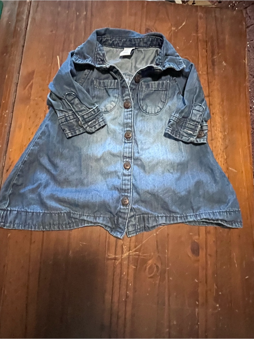 0-3M Girls' Denim Button-Front Jacket Dress - Blue